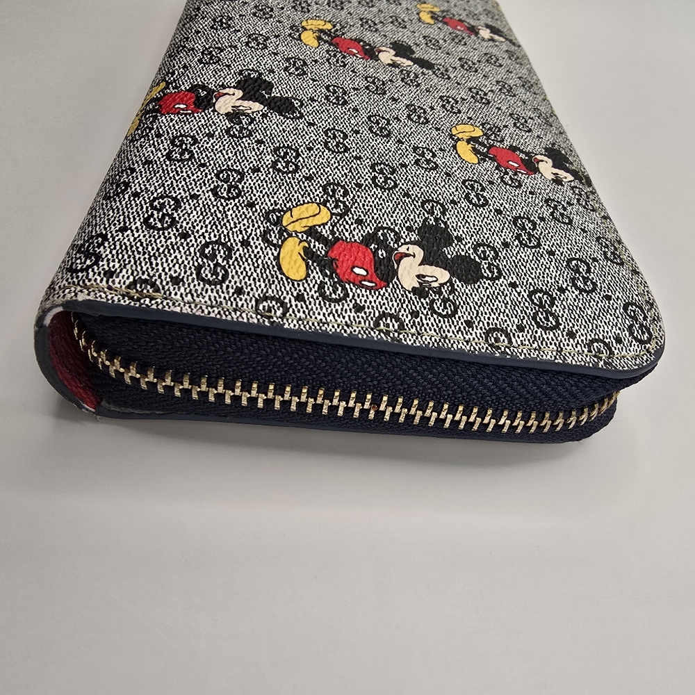 Disney Mickey Mouse Gray Fashion Inspired Monogram Logo Wallet - Picture 4 of 16